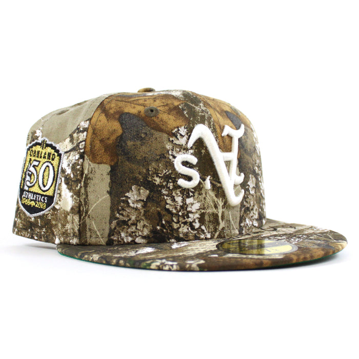 Oakland Athletics 50th Anniversary New Era 59Fifty Fitted Hat (RealTree Camo Green Under Brim)