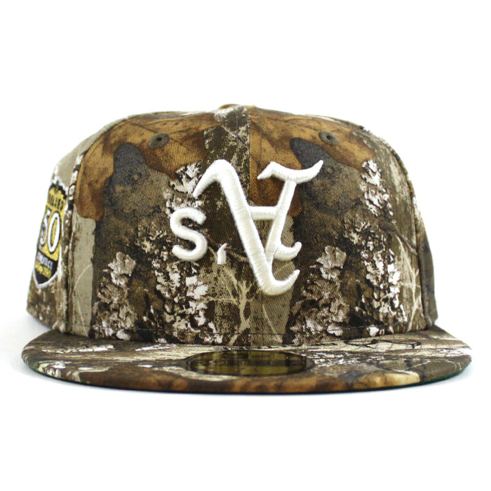 Oakland Athletics 50th Anniversary New Era 59Fifty Fitted Hat (RealTree Camo Green Under Brim)