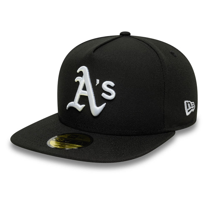 This is a Oakland Athletics Flat Black 59FIFTY A-Frame Fitted Cap 1