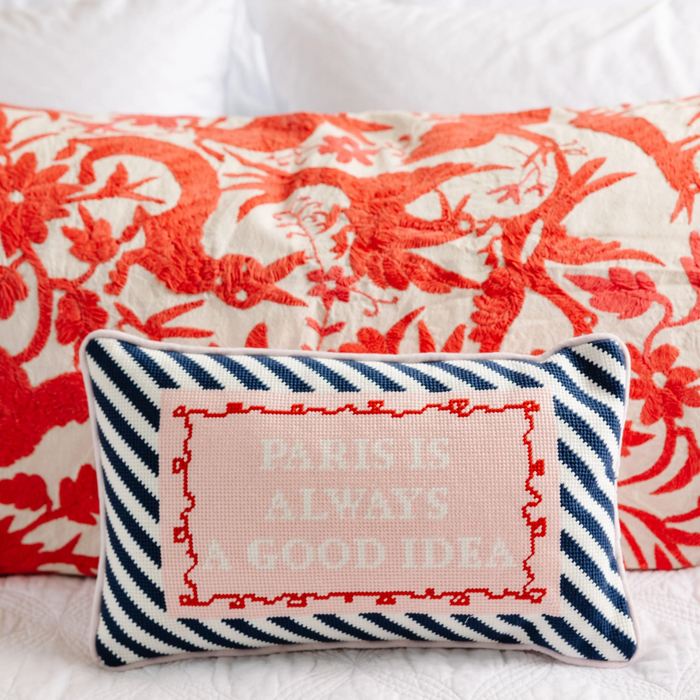 Paris Needlepoint Pillow Pillows in at Wrapsody