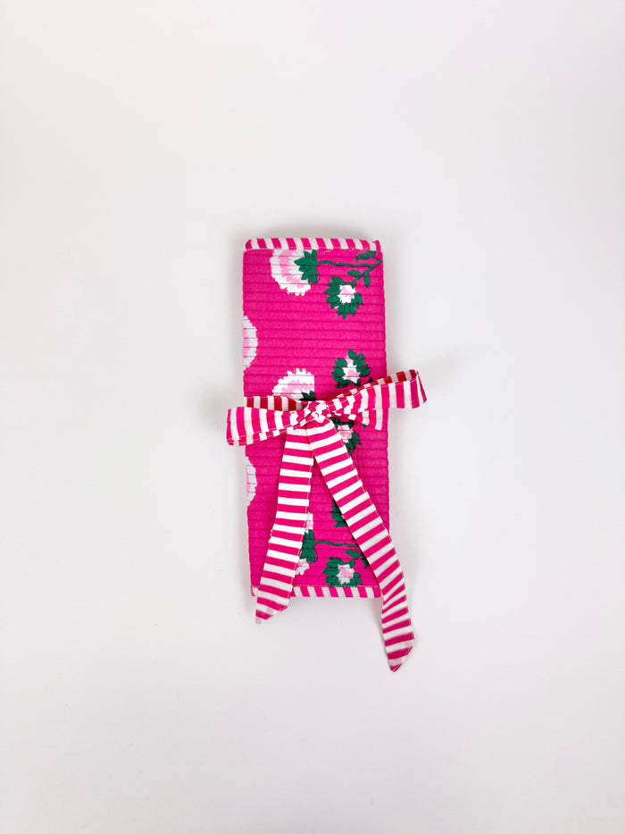 Pink Block Print Jewelry Roll Travel Accessories in at Wrapsody