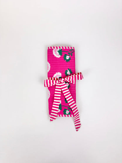Pink Block Print Jewelry Roll Travel Accessories in at Wrapsody