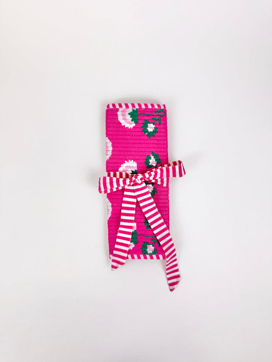 Pink Block Print Jewelry Roll Travel Accessories in at Wrapsody