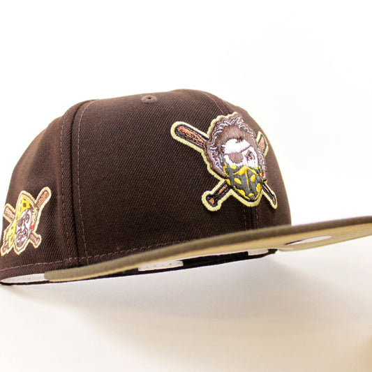 Pittsburgh Pirates Pirates Logo 59Fifty New Era Fitted Hat (Burnt Wood Walnut Khaki Under Brim)