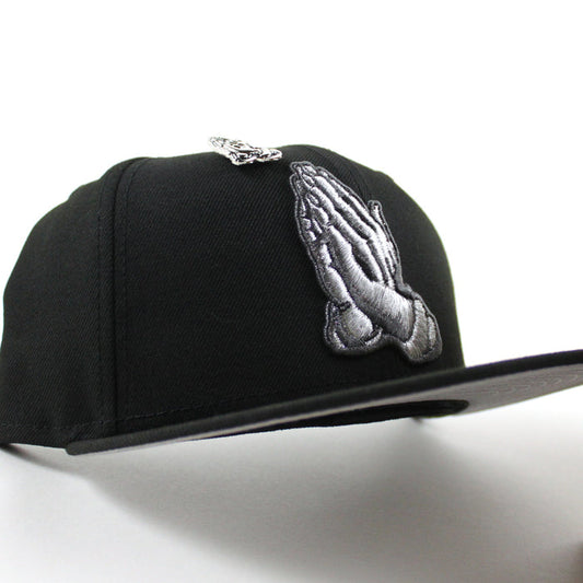 Praying Hands New Era 59Fifty Fitted Hat (Black Gray Under Brim With Pin)