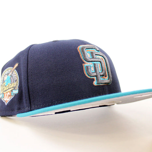 San Diego Padres 40TH ANNIVERSARY New Era 59Fifty Fitted Hat (Navy Aqua Gray Under Brim)