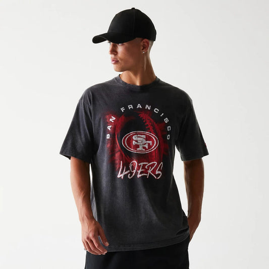 The Male model is wearing San Francisco 49ers NFL Sport Night Black T-Shirt 1