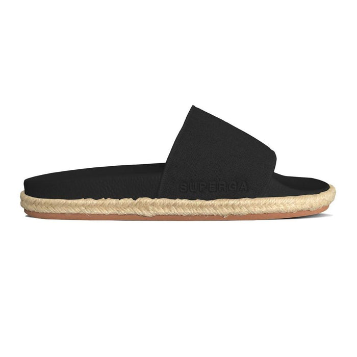 Sandalia 1908 Slides Organic Canvas Rope Black Superga