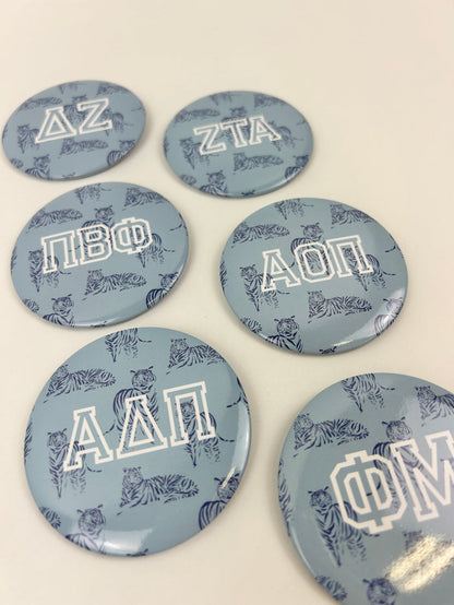 Sorority Blue Tiger Button Greek in at Wrapsody