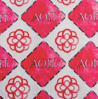 Sorority Flannel Fleece Blanket Greek in Alpha Omicron Pi at Wrapsody