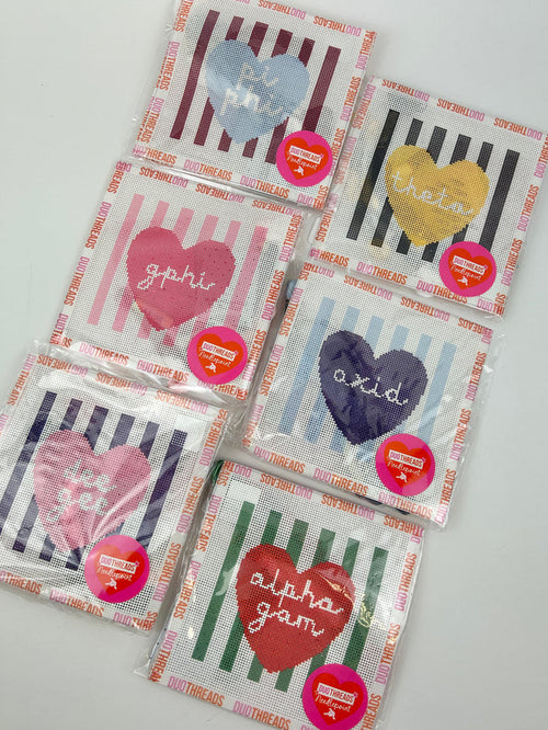 Sorority Heart Shaped Needlepoint Kit Greek in at Wrapsody