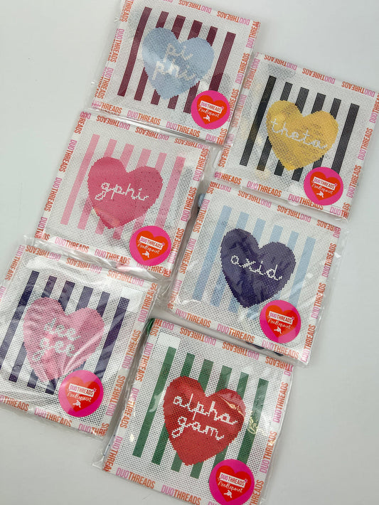 Sorority Heart Shaped Needlepoint Kit Greek in at Wrapsody