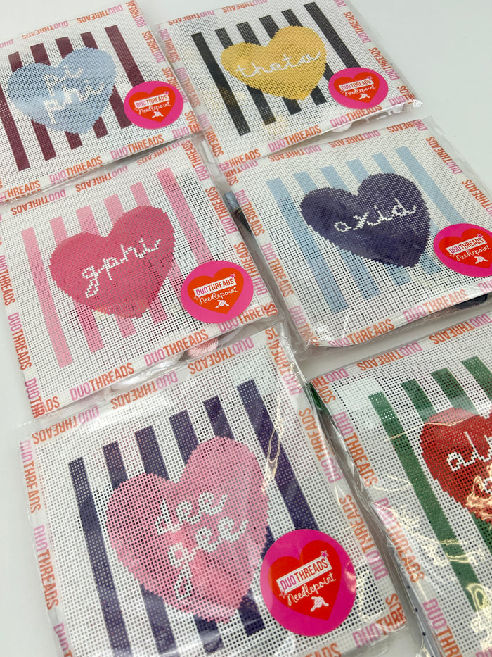 Sorority Heart Shaped Needlepoint Kit Greek in at Wrapsody