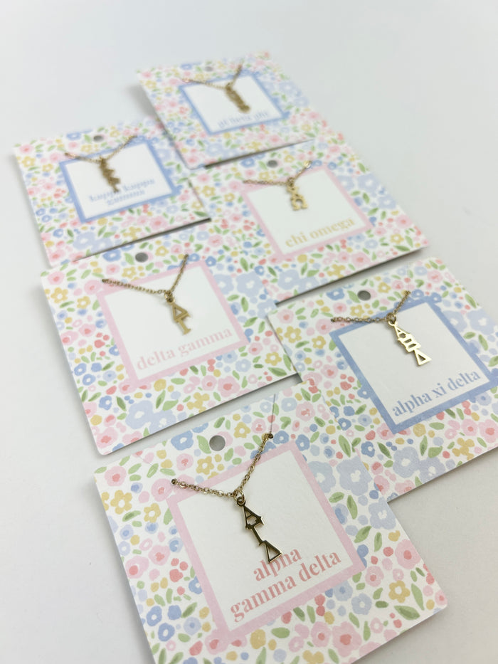 Sorority Lavaliere Necklace Greek in at Wrapsody
