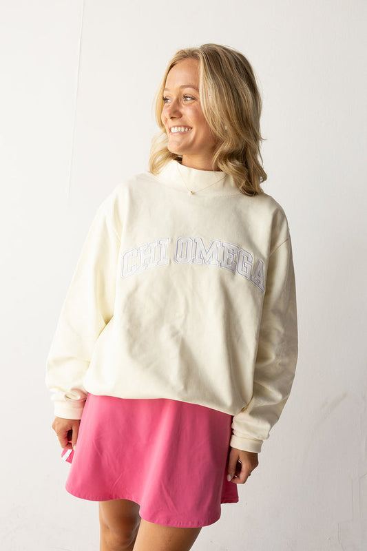 Sorority Terry Mockneck Sweatshirt Greek in at Wrapsody