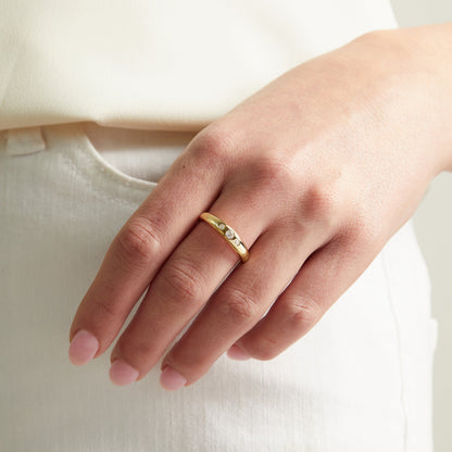 3 Stone Dome Ring
