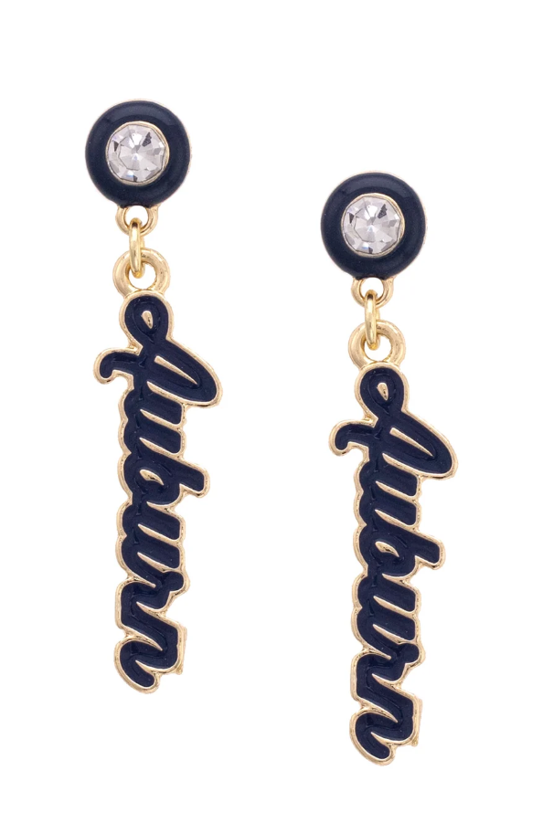 Tigers Enamel Navy Earrings Earrings in at Wrapsody