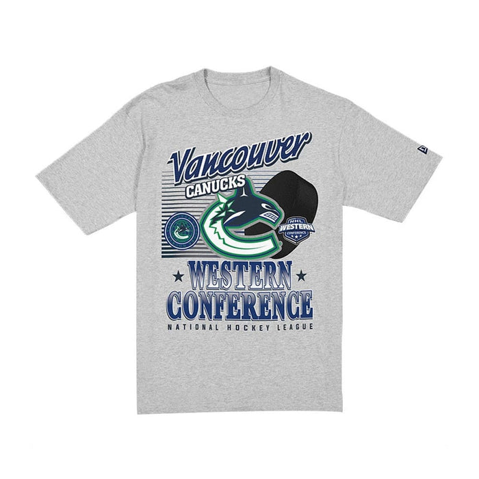 The Male model is wearing Vancouver Canucks NHL Sport Classic Grey T-Shirt 6