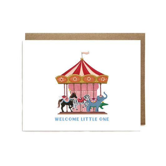 Welcome Little One Carousel Baby Card