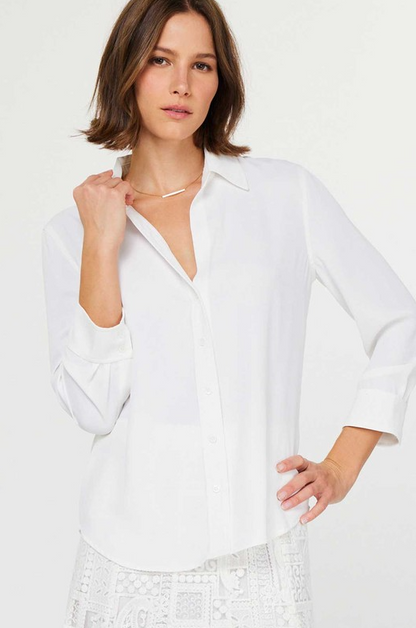 White Button Down Blouse Tops in XS at Wrapsody