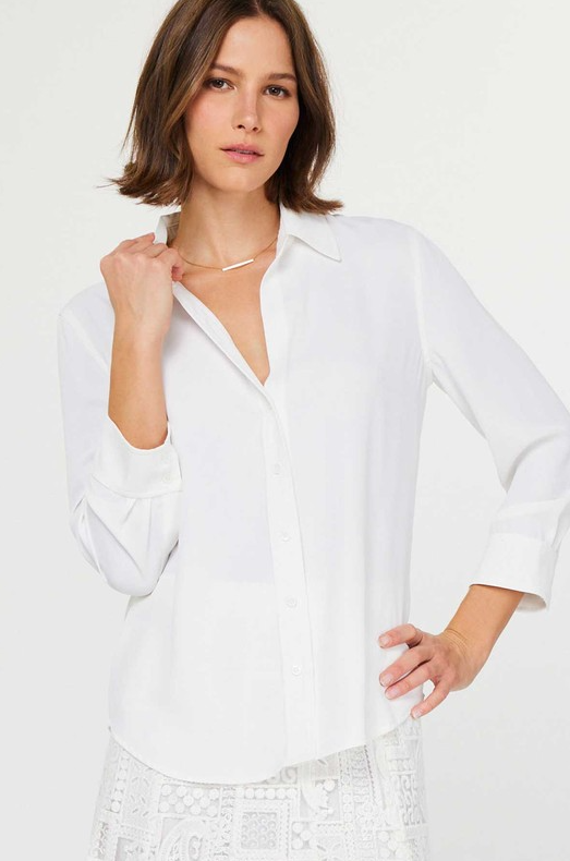 White Button Down Blouse Tops in XS at Wrapsody