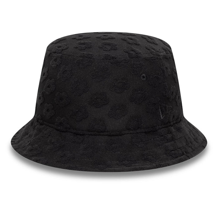 This is a Womens New Era Towelling Black Adventure Bucket Hat 1