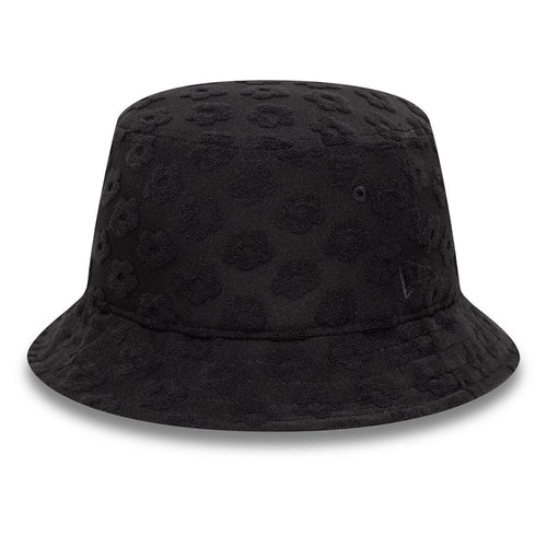 This is a Womens New Era Towelling Black Adventure Bucket Hat 1