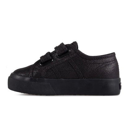Zapatilla 2730 Kids Straps Lame Total Black Shine Superga